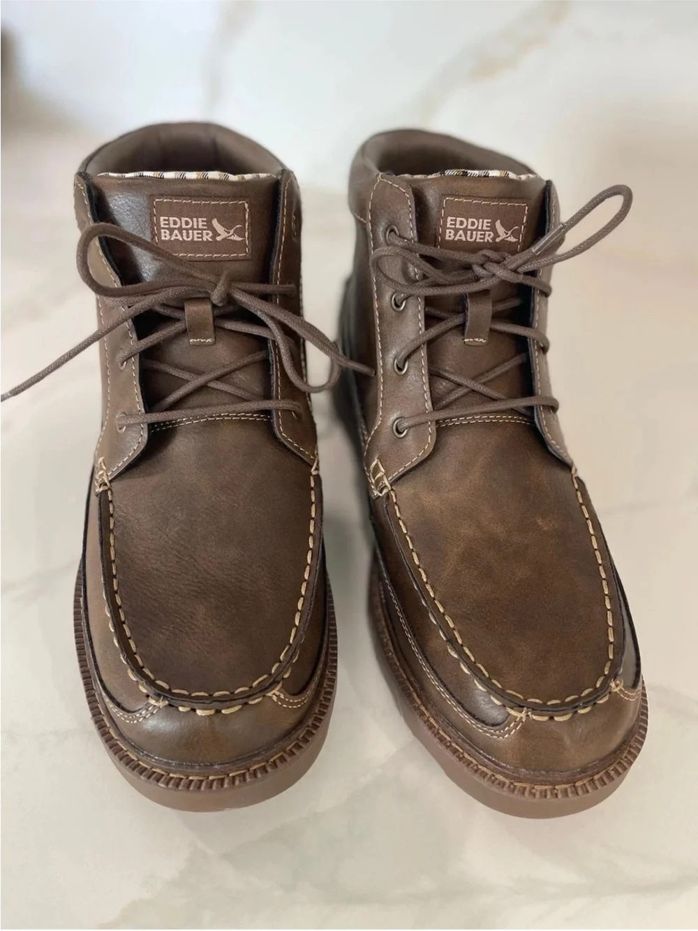 Eddie Bauer Merrimack Work Boots Men’s Size 9M Brown Leather MocToe Comfort NEW